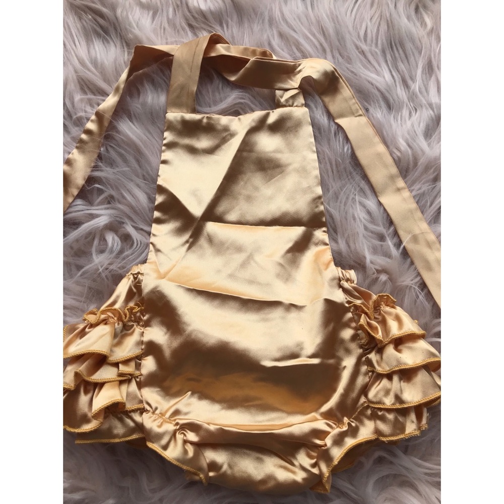 Like new gold silk romper with ruffles